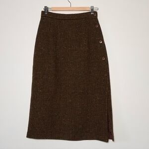 Vintage Skirt Wool Tweed Long Pencil Button Down Side Hobnobber Toronto